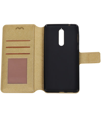 Goud Nokia 8 TPU wallet case booktype hoesje HM Book