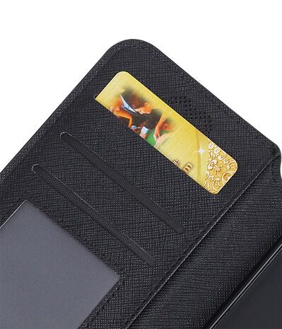 Zwart Hoesje voor Huawei P10 Lite TPU wallet case booktype HM Book