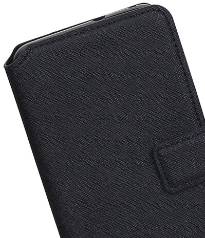 Zwart Hoesje voor Huawei P8 Lite 2017/ P9 Lite 2017 TPU wallet case booktype HM Book