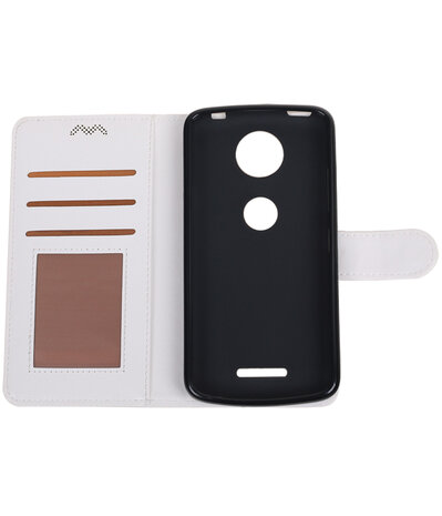 Wit Portemonnee booktype hoesje Motorola Moto C Plus