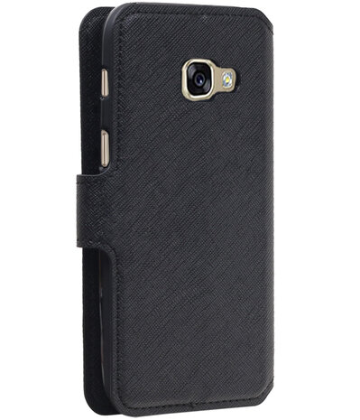Zwart Hoesje voor Samsung Galaxy A3 2017 TPU wallet case booktype HM Book