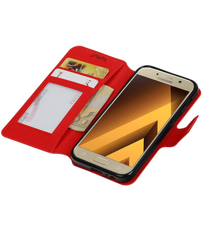 Rood Samsung Galaxy A3 2017 TPU wallet case booktype hoesje HM Book