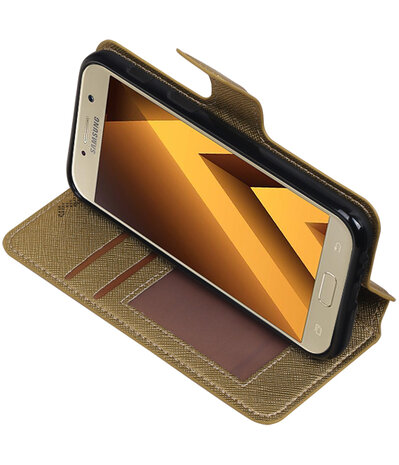 Goud Samsung Galaxy A3 2017 TPU wallet case booktype hoesje HM Book