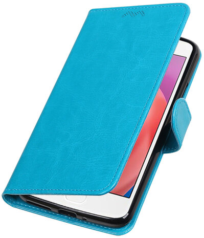 Turquoise Portemonnee booktype Hoesje voor Motorola Moto E4 Plus