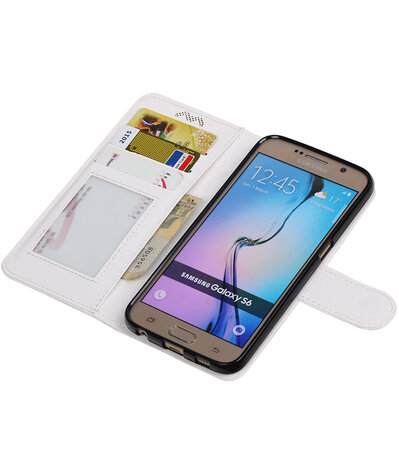 Wit Portemonnee booktype hoesje Samsung Galaxy S6 G920F