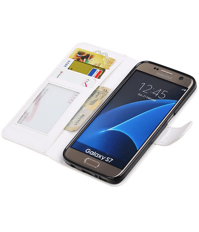 Wit Portemonnee booktype hoesje Samsung Galaxy S7 G930F