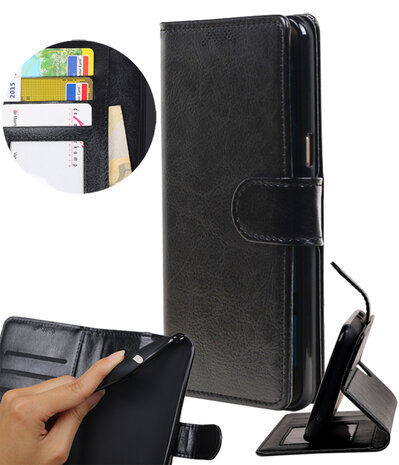 Zwart Portemonnee booktype hoesje LG Q8