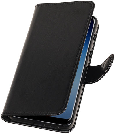 Zwart Portemonnee booktype Hoesje voor Samsung Galaxy A8 Plus 2018