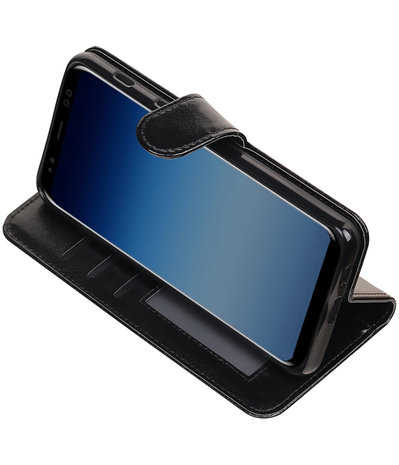 Zwart Portemonnee booktype Hoesje voor Samsung Galaxy A8 Plus 2018