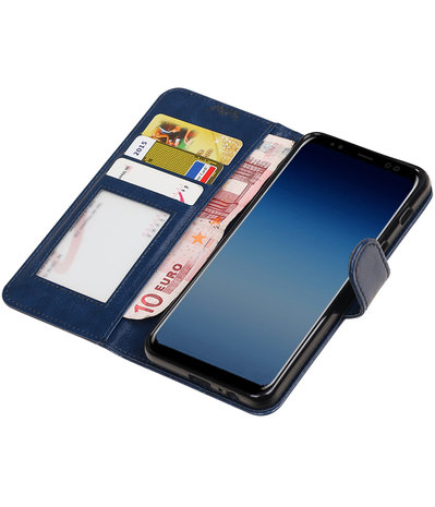 Donker Blauw Portemonnee booktype Hoesje voor Samsung Galaxy A8 Plus 2018