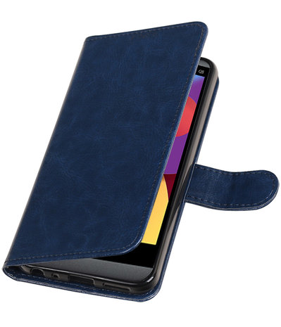 Donker Blauw Portemonnee booktype Hoesje voor LG Q8