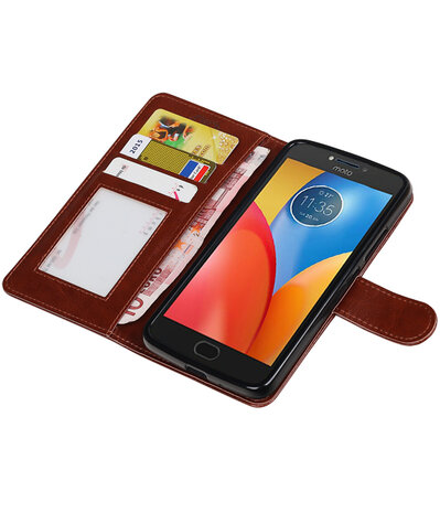 Bruin Portemonnee booktype Hoesje voor Motorola Moto E4