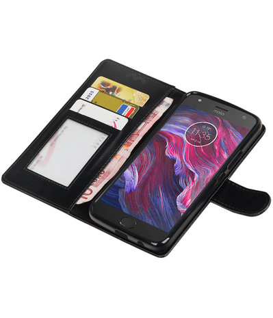 Zwart Portemonnee booktype Hoesje voor Motorola Moto X4