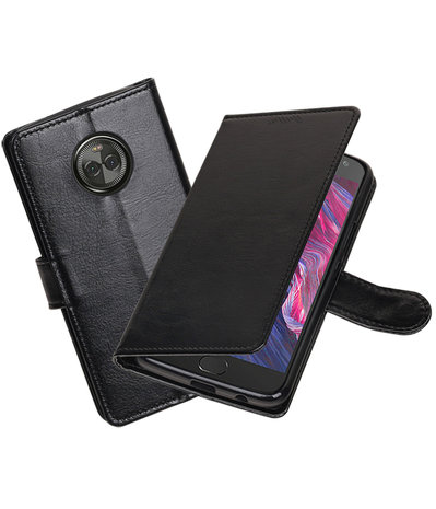 Zwart Portemonnee booktype hoesje Motorola Moto X4