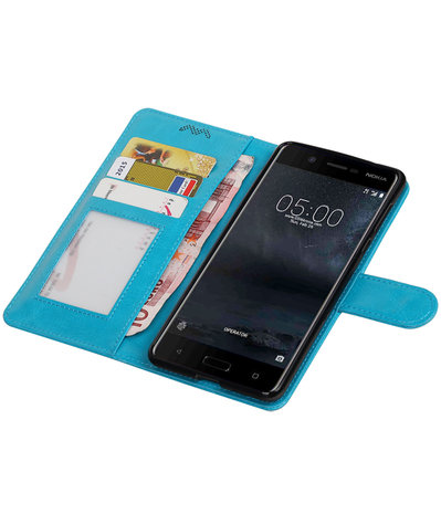 Turquoise Portemonnee booktype Hoesje voor Nokia 5