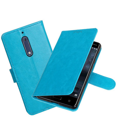 Turquoise Portemonnee booktype hoesje Nokia 5