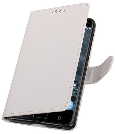Wit Portemonnee booktype Hoesje voor Nokia 6