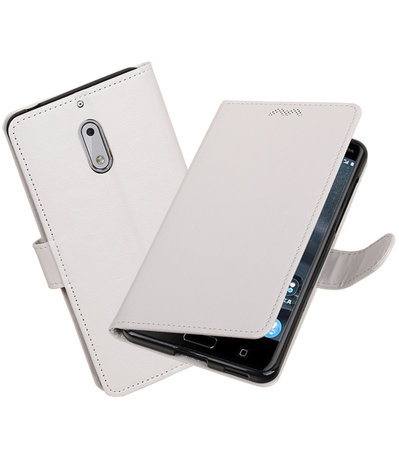 Wit Portemonnee booktype hoesje Nokia 6