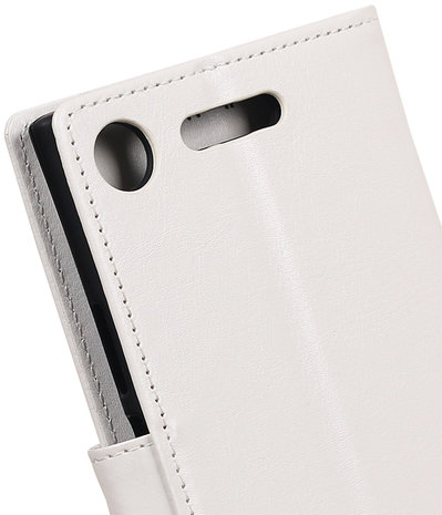 Wit Portemonnee booktype Hoesje voor Sony Xperia XZ1