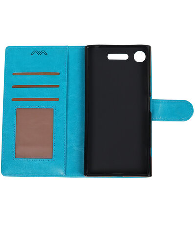 Turquoise Portemonnee booktype Hoesje voor Sony Xperia XZ1