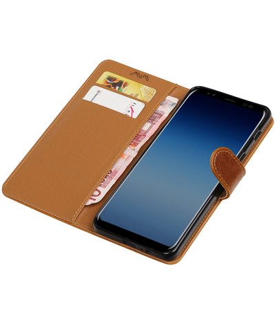 Samsung Galaxy A8 Plus 2018 Pull-Up booktype hoesje bruin