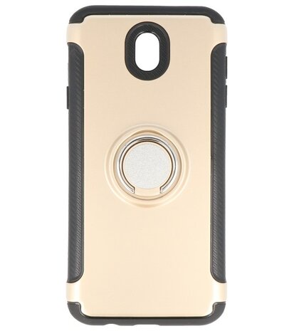 Samsung Galaxy J7 2017 / Pro Pantser TPU hoesje met Ringhouder Goud
