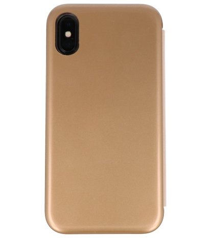 Goud Shell Folio case booktype Hoesje voor Apple iPhone X