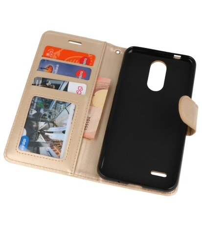 Goud Wallet Case Hoesje voor LG K8 2018