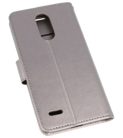 Grijs Wallet Case Hoesje voor LG K8 2018