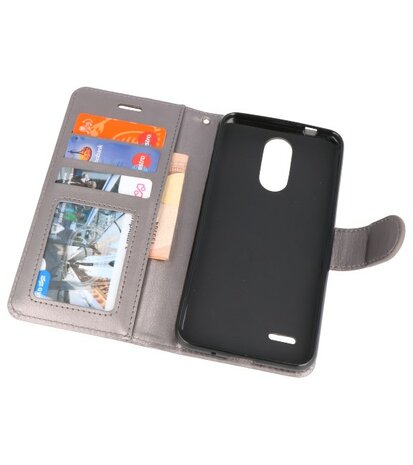 Grijs Wallet Case Hoesje voor LG K8 2018