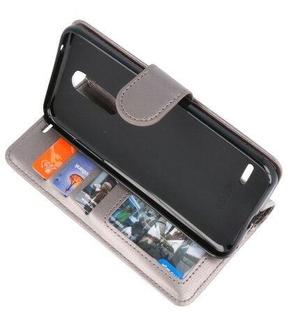 Grijs Wallet Case Hoesje voor LG K10 2018