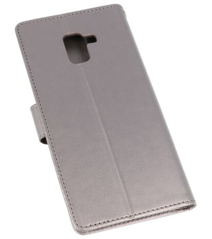 Grijs Wallet Case Hoesje voor Samsung Galaxy A8 Plus 2018