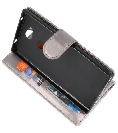 Grijs Wallet Case Hoesje voor Sony Xperia L2