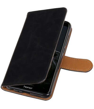 Zwart Pull-Up Wallet Case Hoesje voor Huawei P Smart