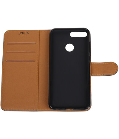 Zwart Pull-Up Wallet Case Hoesje voor Huawei P Smart