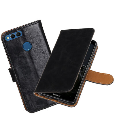 Zwart Pull-Up Wallet Case Hoesje voor Huawei P Smart