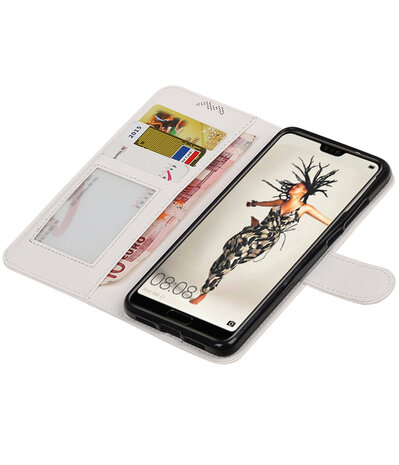 Wit Portemonnee Wallet Case Hoesje voor Huawei P20