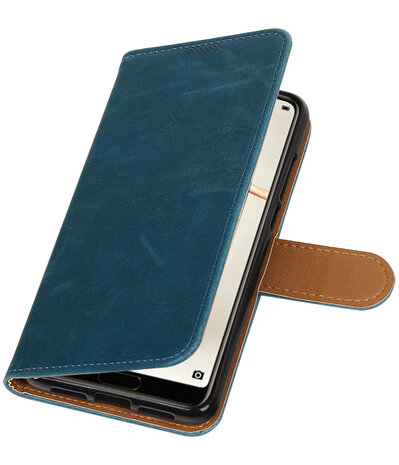 Blauw Pull-Up Wallet Case Hoesje voor Huawei P20