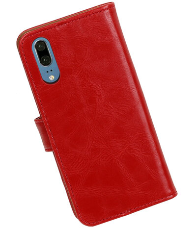 Rood Pull-Up Wallet Case Hoesje voor Huawei P20