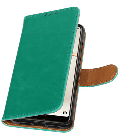 Groen Pull-Up Wallet Case Hoesje voor Huawei P20