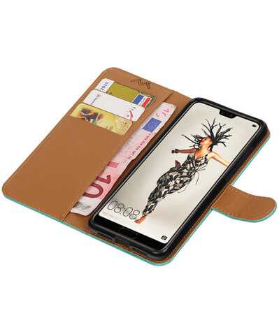 Groen Pull-Up Wallet Case Hoesje voor Huawei P20