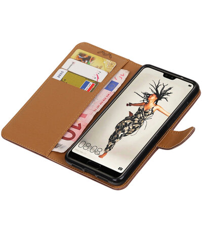 Mocca Pull-Up Wallet Case Hoesje voor Huawei P20