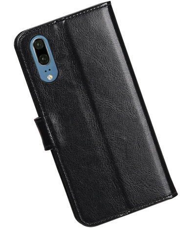 Zwart Portemonnee Wallet Case Hoesje voor Huawei P20