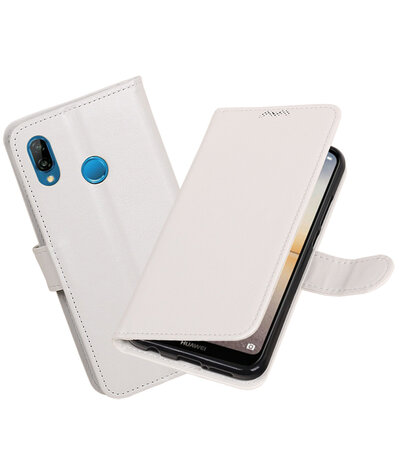 Wit Portemonnee Wallet Case Hoesje voor Huawei P20 Lite