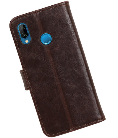 Mocca Pull-Up Wallet Case Hoesje voor Huawei P20 Lite