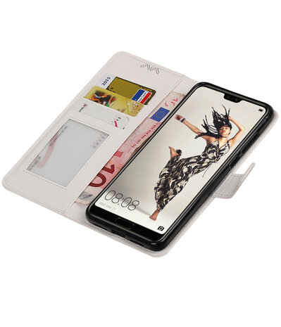 Wit Portemonnee Wallet Case Hoesje voor Huawei P20 Pro