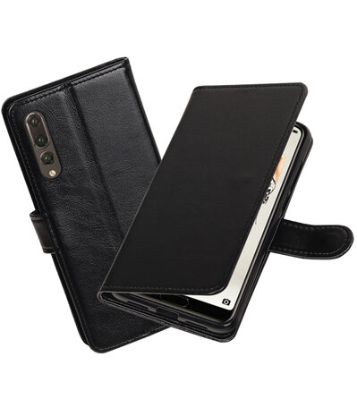 Zwart Portemonnee Wallet Case Hoesje voor Huawei P20 Pro