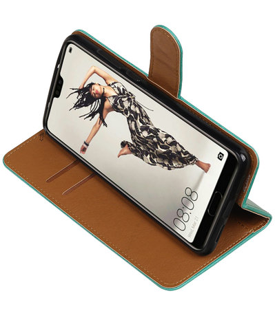 Groen Pull-Up Wallet Case Hoesje voor Huawei P20 Pro