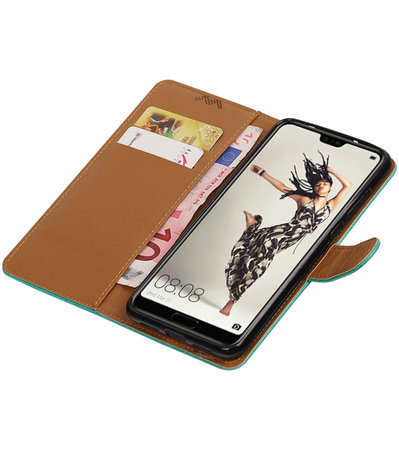 Groen Pull-Up Wallet Case Hoesje voor Huawei P20 Pro