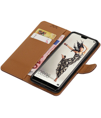 Mocca Pull-Up Wallet Case Hoesje voor Huawei P20 Pro